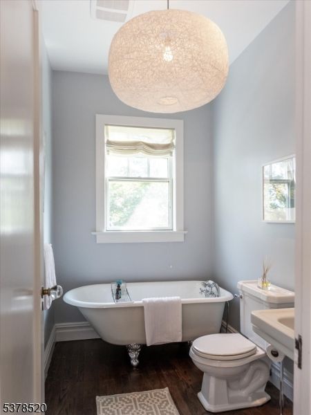 Bathroom, Free Standing Baths, Interior, Wood Texture Flooring