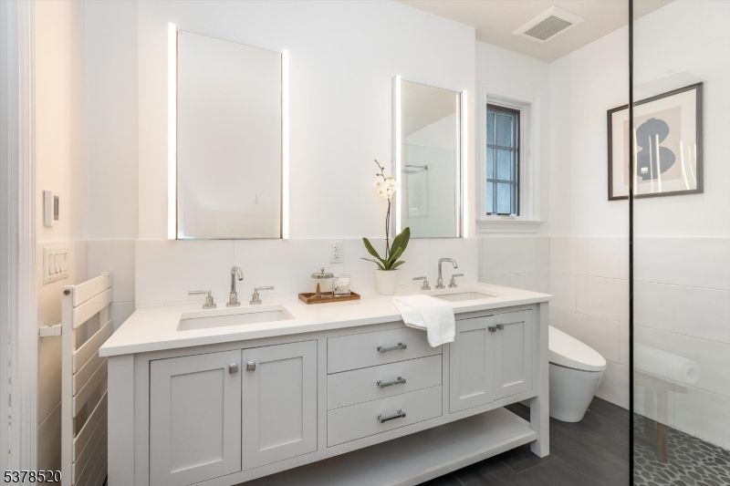 Bathroom, Dual Sink Vanities, Glass Shower, Interior