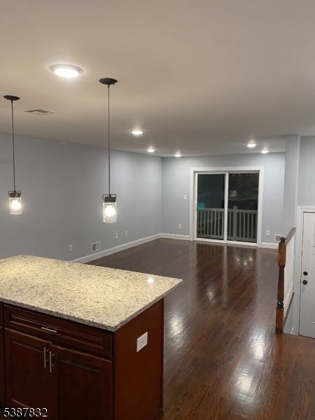 Empty room, Interior, Pendant Lights, Recessed Lighting, Wood Texture Flooring