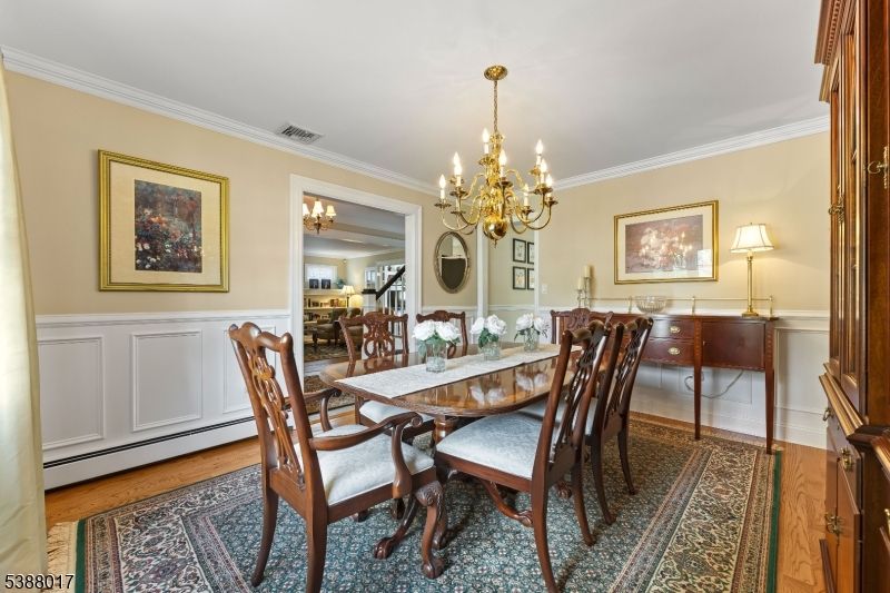 Chandelier, Dining room, Interior, Wood Texture Flooring