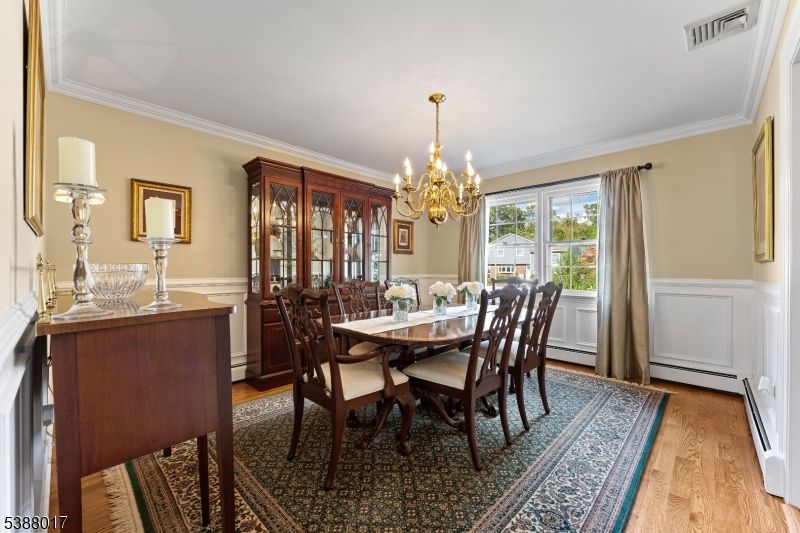 Chandelier, Dining room, Interior, Wood Texture Flooring
