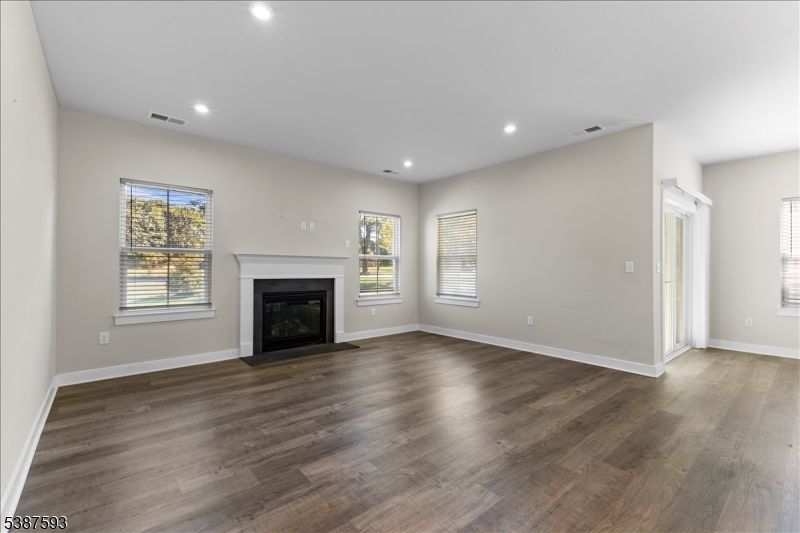 Empty room, Fireplace, Interior, Recessed Lighting, Wood Texture Flooring