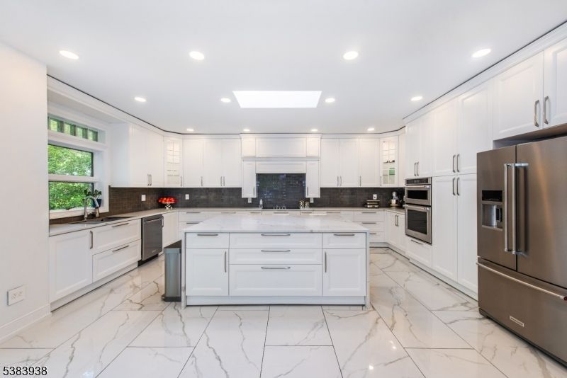 Interior, Kitchen, Marble, Recessed Lighting, Stainless Steel Appliances