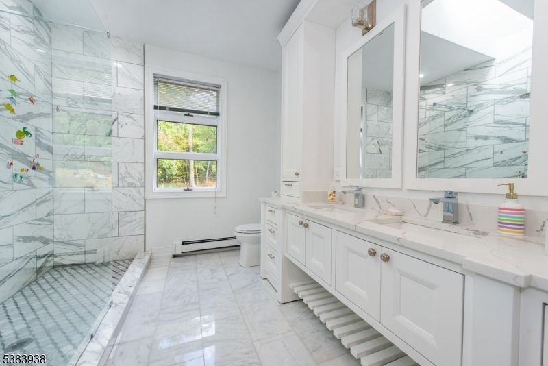 Bathroom, Dual Sink Vanities, Interior, Marble, Marble Walls