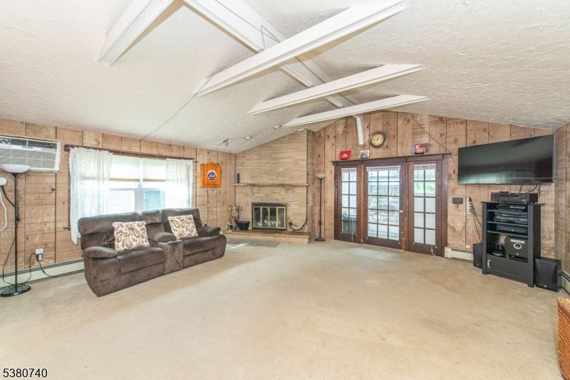 Fireplace, Interior, Living room, Stone Walls, Wooden Walls