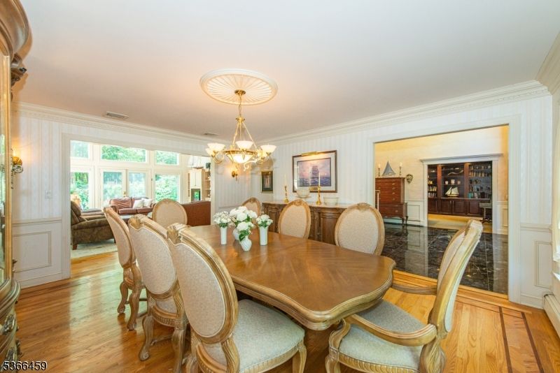 Chandelier, Dining room, Interior, Wood Texture Flooring