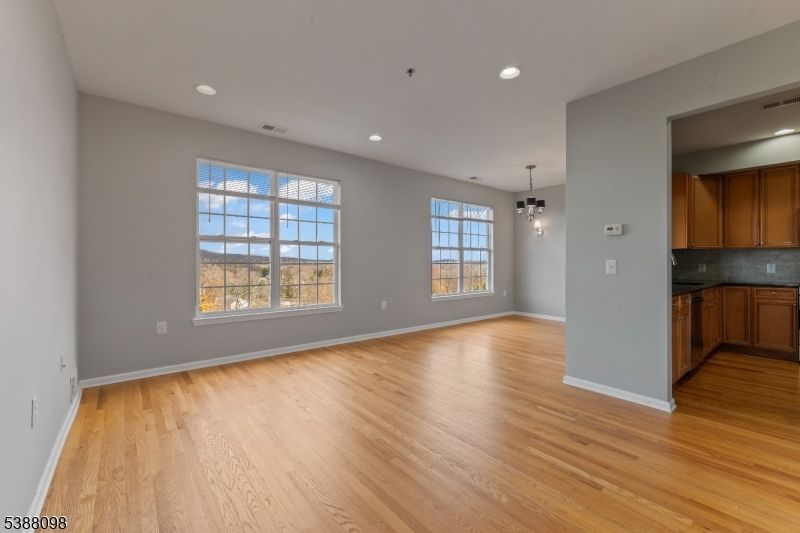 Empty room, Interior, Pendant Lights, Recessed Lighting, Wood Texture Flooring