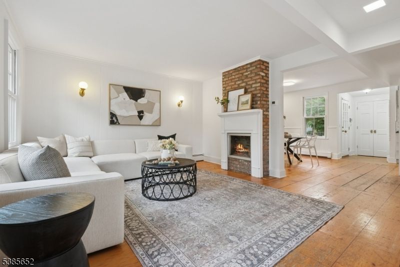 Fireplace, Interior, Living room, Stone Walls, Wood Texture Flooring