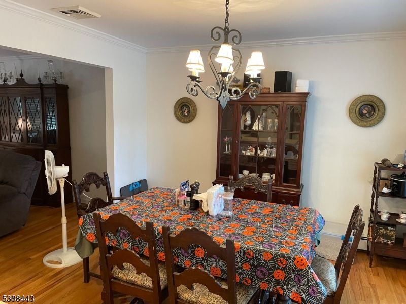 Chandelier, Dining room, Interior, Wood Texture Flooring