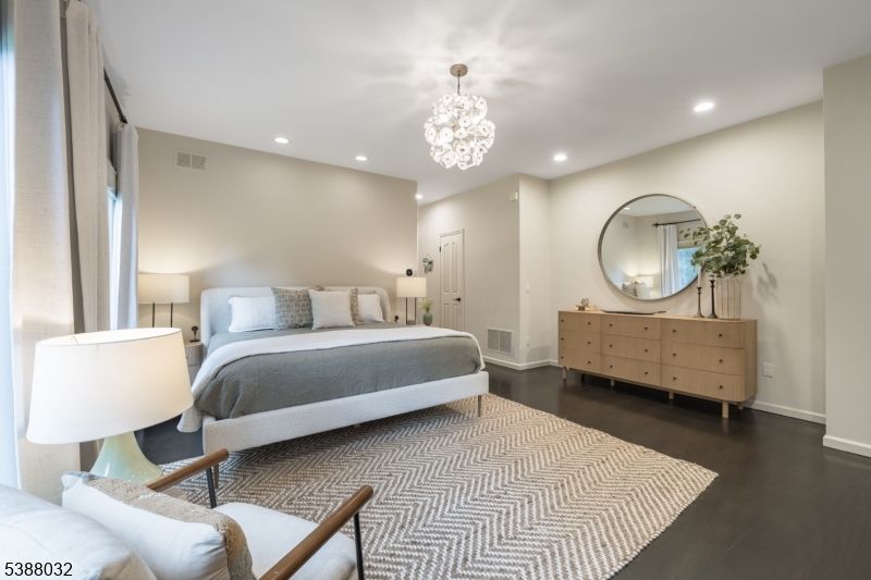 Bedroom, Chandelier, Interior, Recessed Lighting