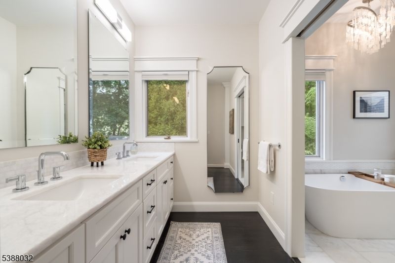 Bathroom, Dual Sink Vanities, Free Standing Baths, Interior, Marble