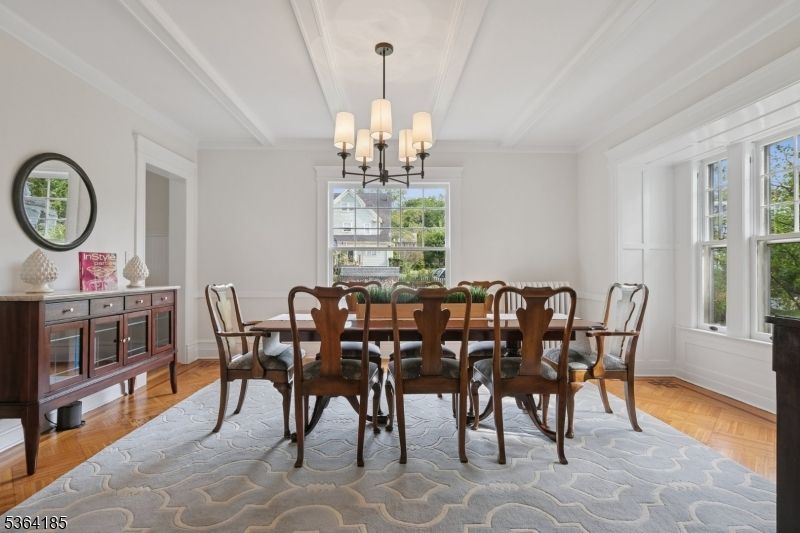 Chandelier, Dining room, Interior, Wood Texture Flooring