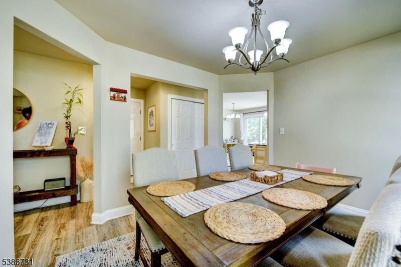 Chandelier, Dining room, Interior, Wood Texture Flooring