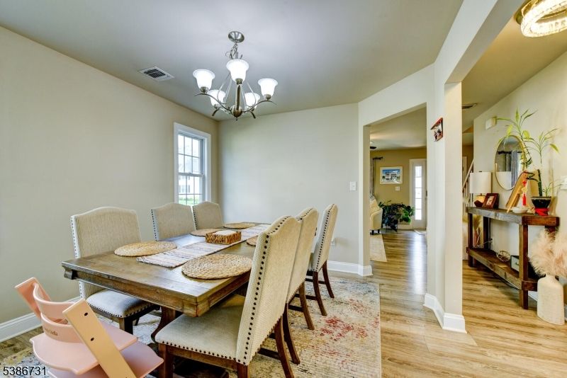 Chandelier, Dining room, Interior, Wood Texture Flooring