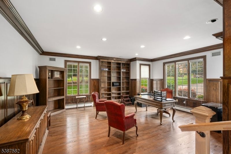 Home Office, Interior, Recessed Lighting, Wood Texture Flooring