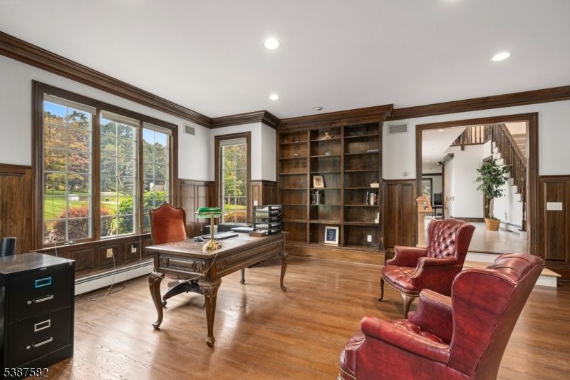 Home Office, Interior, Recessed Lighting, Wood Texture Flooring