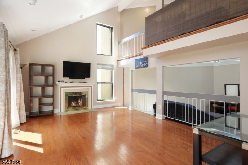 Fireplace, Interior, Recessed Lighting, Wood Texture Flooring