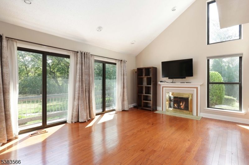 Empty room, Fireplace, Interior, Recessed Lighting, Wood Texture Flooring