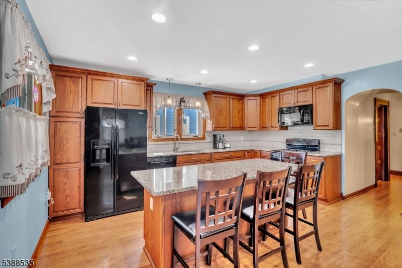 Interior, Kitchen, Pendant Lights, Recessed Lighting, Wood Texture Flooring