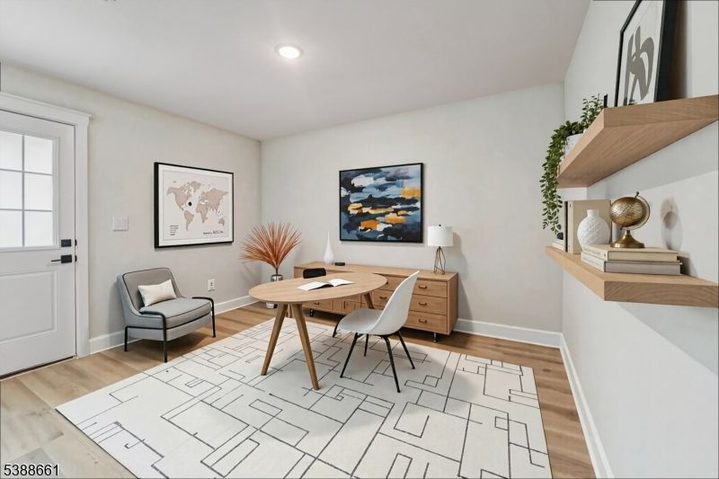 Home Office, Interior, Recessed Lighting, Wood Texture Flooring