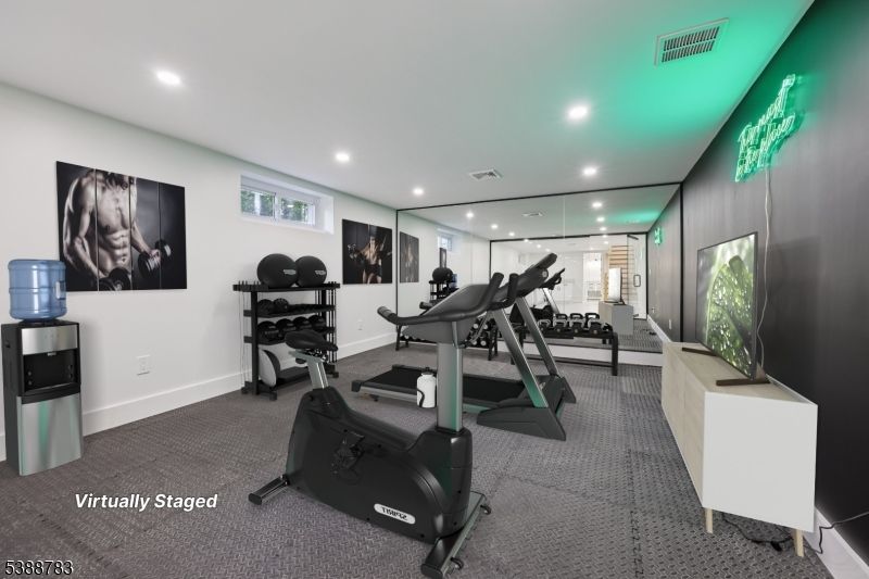 Fitness Equipment, Gym, Interior, Recessed Lighting