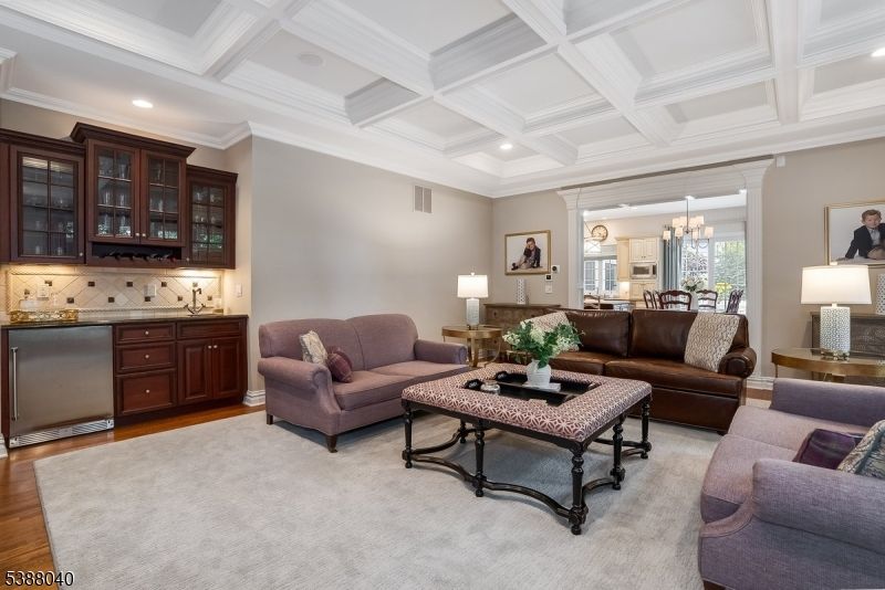 Chandelier, Dining room, Interior, Kitchen, Living room, Pendant Lights, Recessed Lighting, Wood Texture Flooring