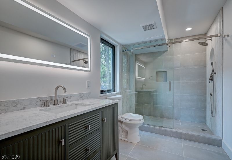 Bathroom, Glass Shower, Interior, Recessed Lighting