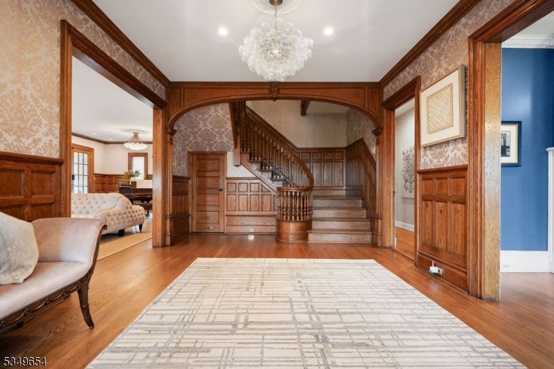 Chandelier, Interior, Recessed Lighting, Wood Texture Flooring