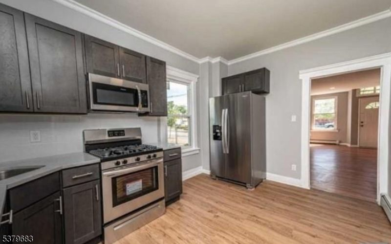 Interior, Kitchen, Stainless Steel Appliances, Wood Texture Flooring