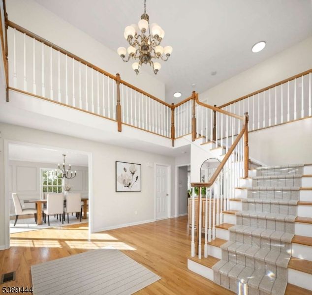 Chandelier, Dining room, Interior, Recessed Lighting, Wood Texture Flooring
