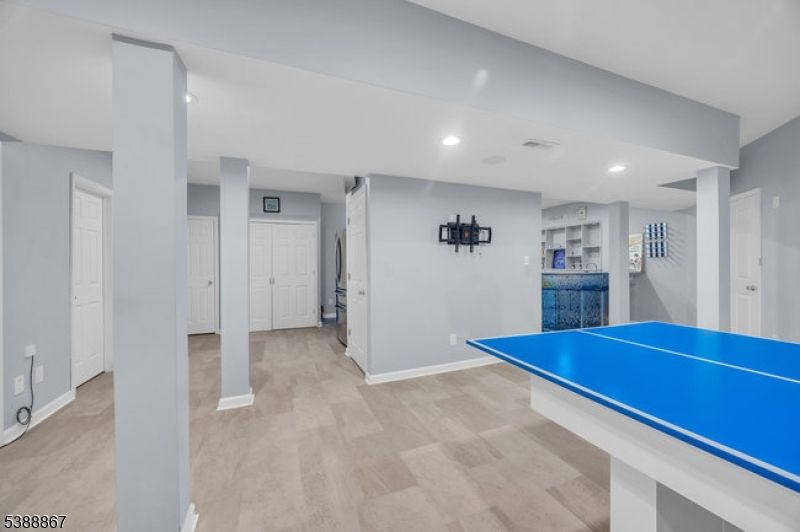 Game Room, Interior, Recessed Lighting, Wood Texture Flooring