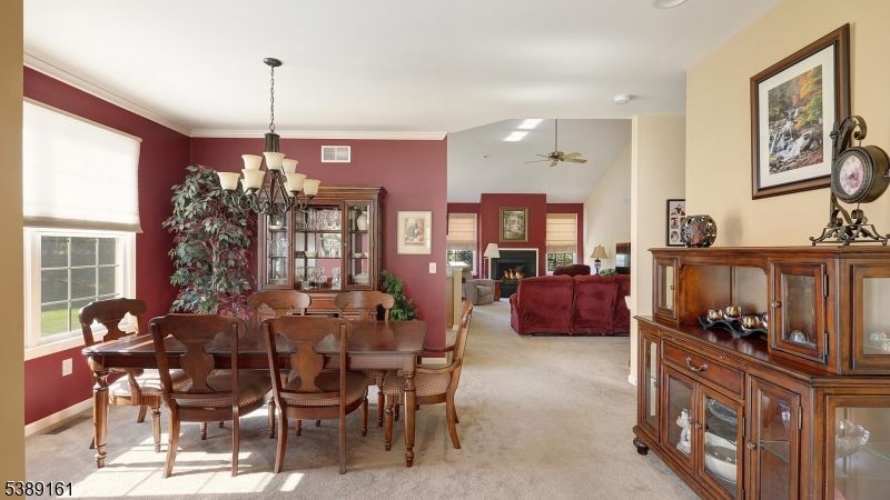 Chandelier, Dining room, Fireplace, Interior, Living room