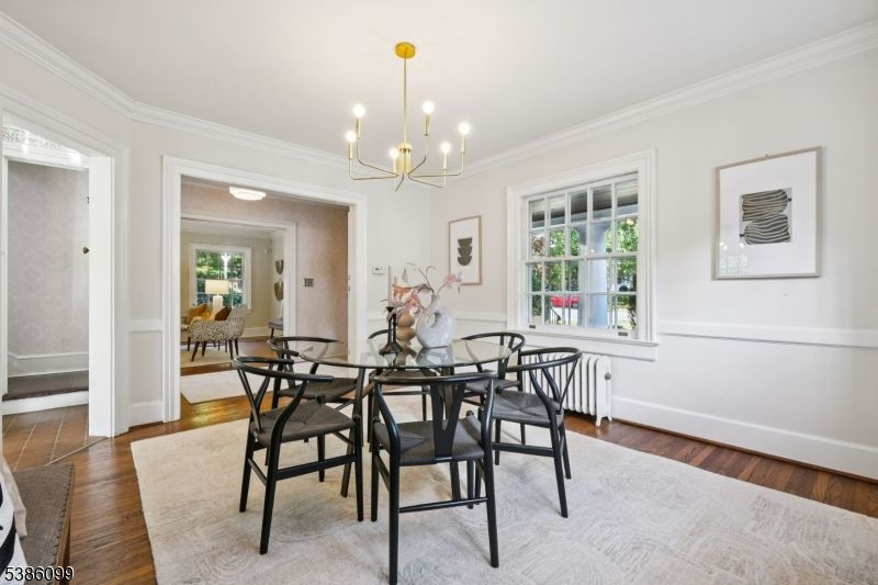 Chandelier, Dining room, Interior, Pendant Lights, Wood Texture Flooring