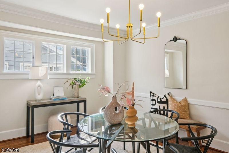 Chandelier, Dining room, Interior, Wood Texture Flooring