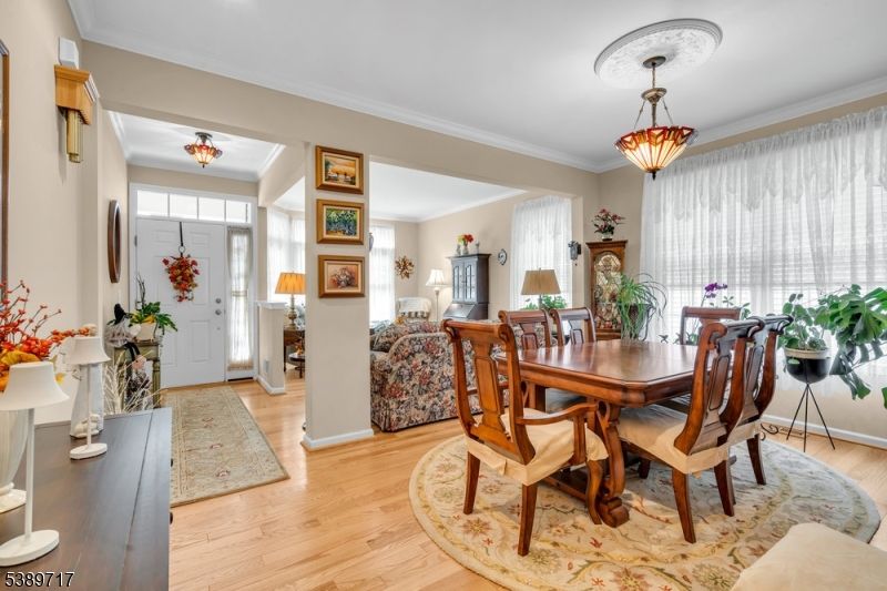 Dining room, Interior, Living room, Pendant Lights, Wood Texture Flooring