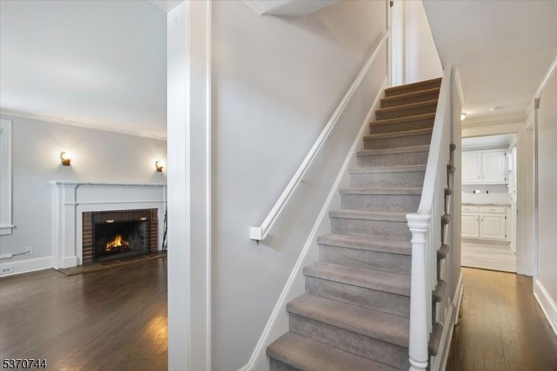 Fireplace, Interior, Recessed Lighting, Wood Texture Flooring