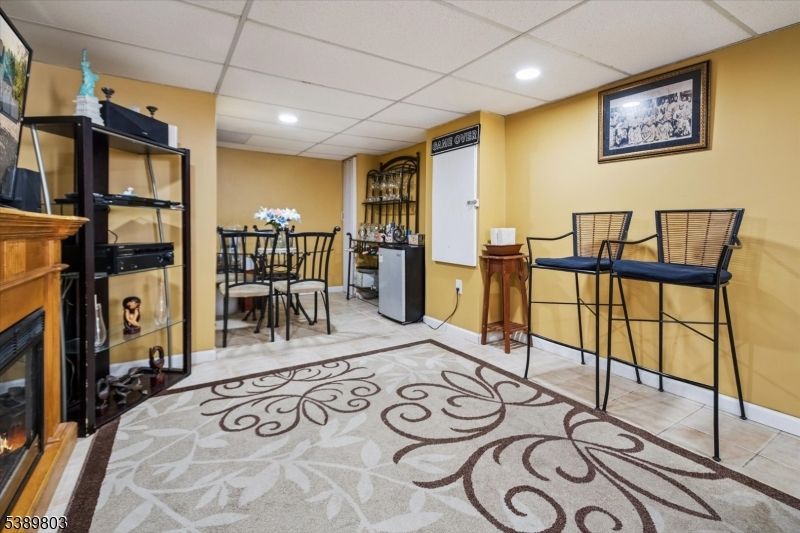 Dining room, Fireplace, Interior, Recessed Lighting
