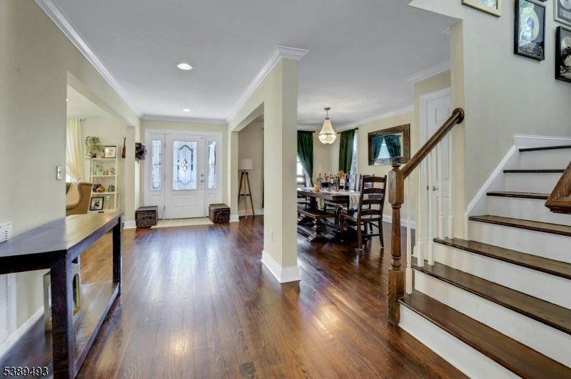 Dining room, Interior, Pendant Lights, Recessed Lighting, Wood Texture Flooring