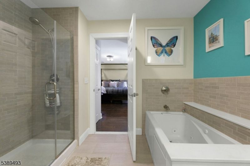 Bathroom, Bedroom, Glass Shower, Interior, Wood Texture Flooring