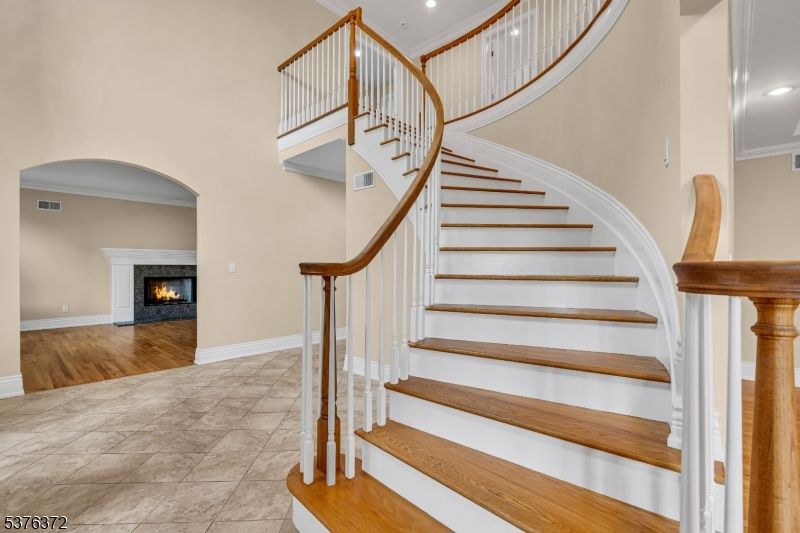 Fireplace, Interior, Recessed Lighting, Wood Texture Flooring