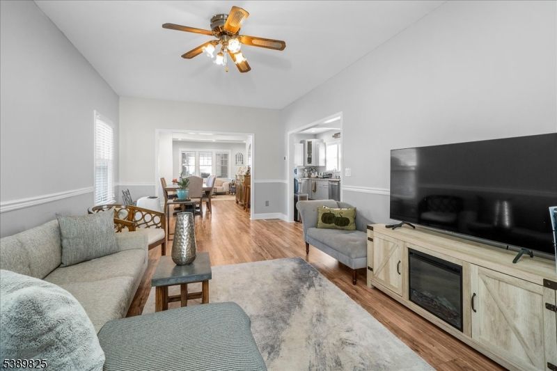 Dining room, Fireplace, Interior, Living room, Wood Texture Flooring