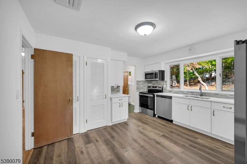 Interior, Kitchen, Stainless Steel Appliances, Wood Texture Flooring