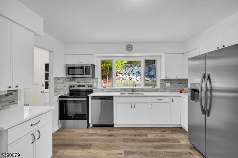 Interior, Kitchen, Stainless Steel Appliances, Wood Texture Flooring