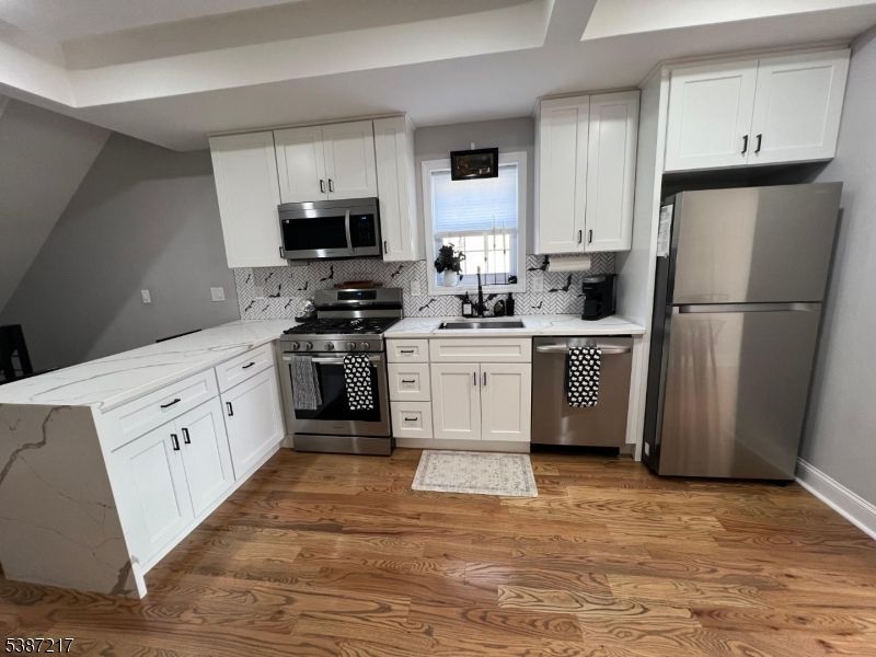 Interior, Kitchen, Stainless Steel Appliances, Wood Texture Flooring