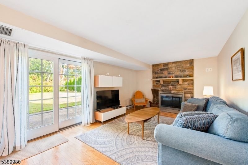 Fireplace, Interior, Living room, Stone Walls, Wood Texture Flooring