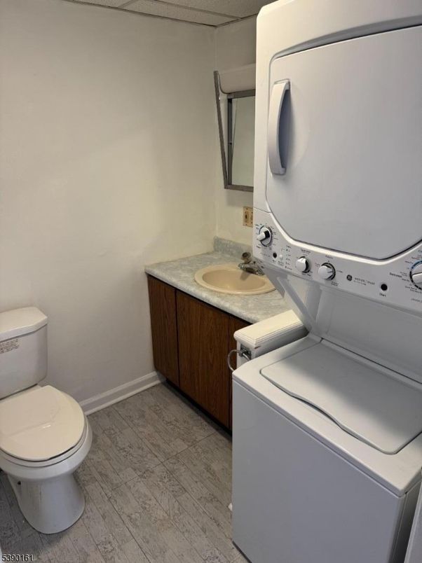 Bathroom, Interior, Washer, Wood Texture Flooring