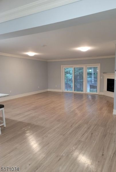 Empty room, Fireplace, Interior, Recessed Lighting, Wood Texture Flooring