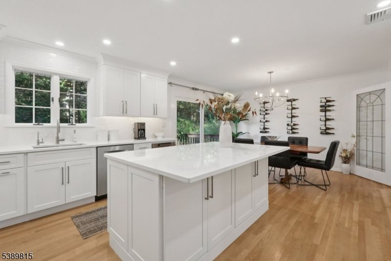 Dining room, Interior, Kitchen, Recessed Lighting, Wood Texture Flooring