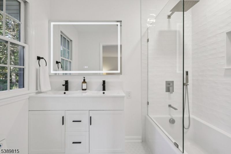 Bathroom, Dual Sink Vanities, Glass Shower, Interior