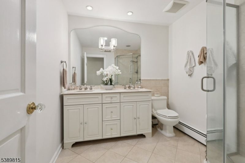 Bathroom, Dual Sink Vanities, Glass Shower, Interior, Recessed Lighting